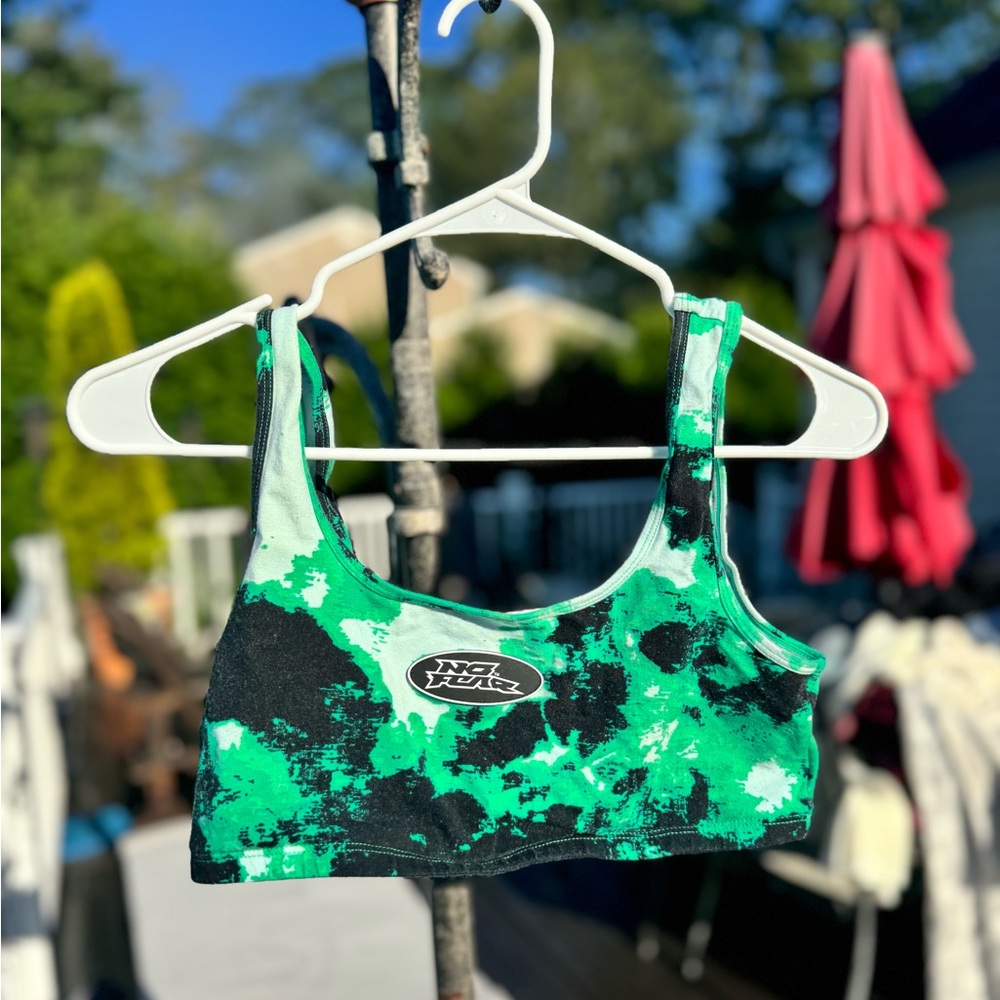 Green and Black Tie-Dye Sports Bra